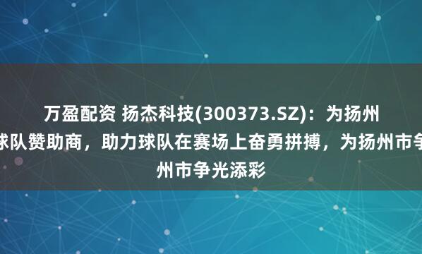 万盈配资 扬杰科技(300373.SZ)：为扬州城市足球队赞助商，助力球队在赛场上奋勇拼搏，为扬州市争光添彩